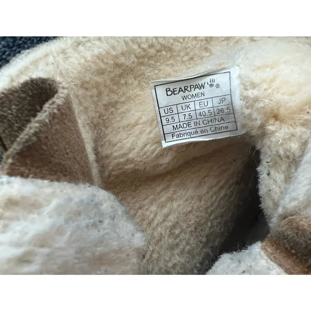 Bearpaw Krista Hickory Distressed‎ Brown Suede Leather Sheepskin Footbed Sz 9.5